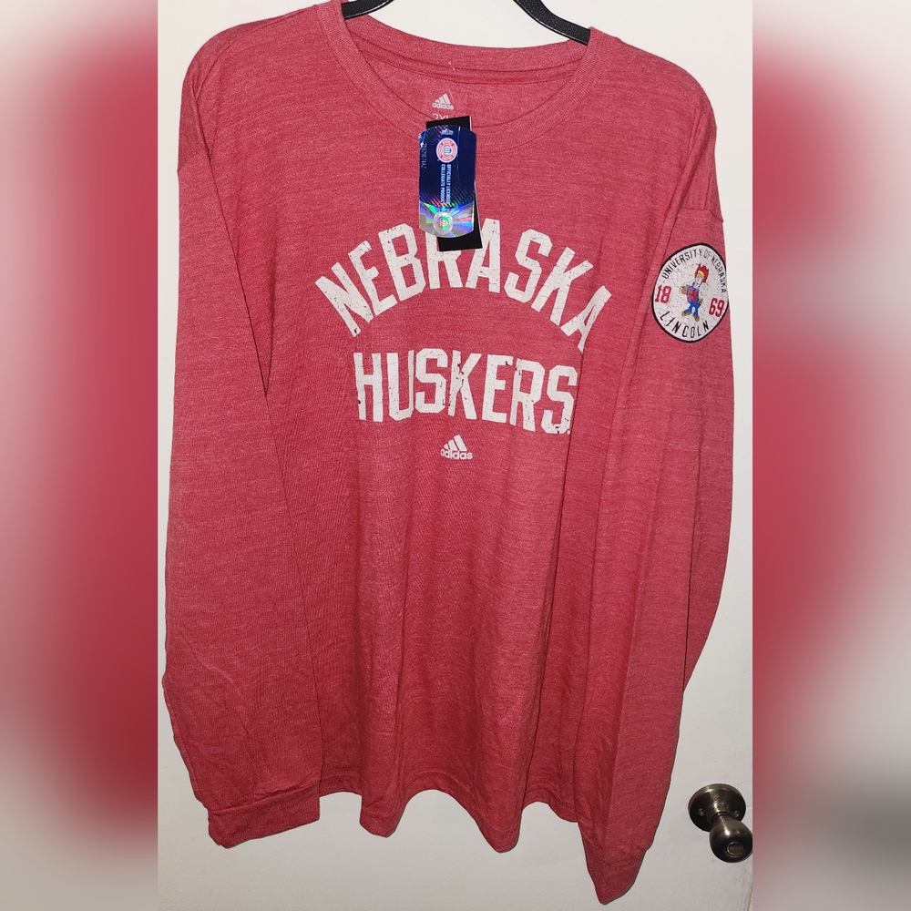 Adidas 'NebraskaHuskers', 2XL,Red Long Sleeve